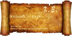 Kolcsár Erik névjegykártya